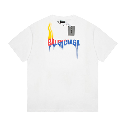バレンシアガ 炎のアルファベット半袖Tシャツ