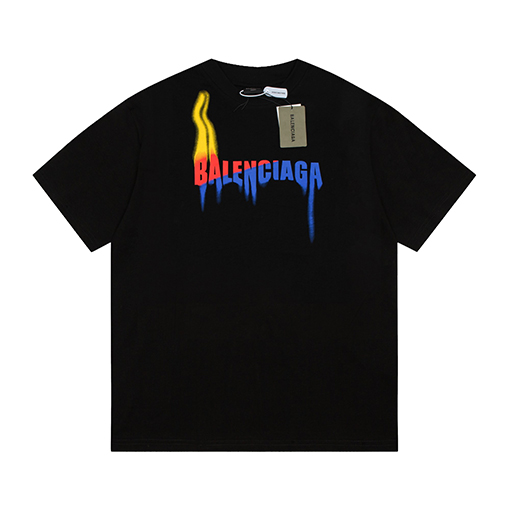 バレンシアガ 炎のアルファベット半袖Tシャツ
