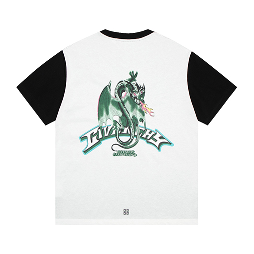 ジバンシィドラゴンイヤーのダブルカラー半袖Tシャツ