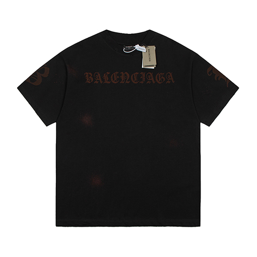 バレンシアガ サンスクリットインクジェット破壊半袖Tシャツ