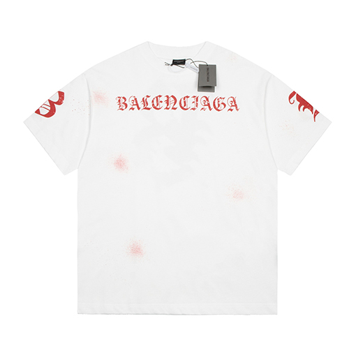 バレンシアガ サンスクリットインクジェット破壊半袖Tシャツ