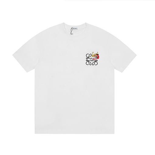 ロエベ 龍年限定 ロゴ 刺繍 半袖Tシャツ