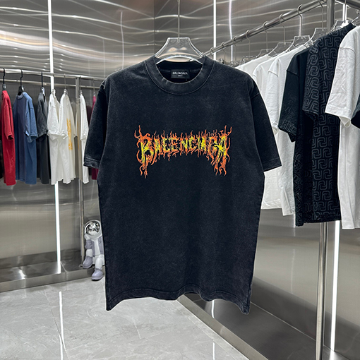 バレンシアガ スノーフレークプリントカスタム半袖Tシャツ