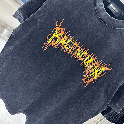 バレンシアガ スノーフレークプリントカスタム半袖Tシャツ