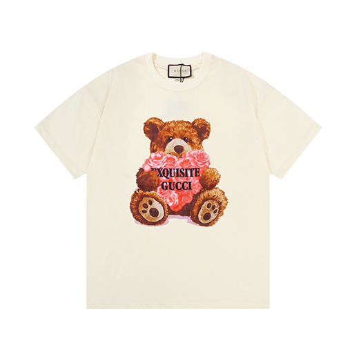 グッチ プリントされたヒグマのアルファベット半袖Tシャツ