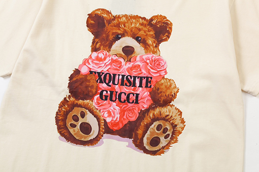 グッチ プリントされたヒグマのアルファベット半袖Tシャツ