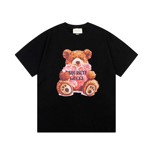 グッチ プリントされたヒグマのアルファベット半袖Tシャツ