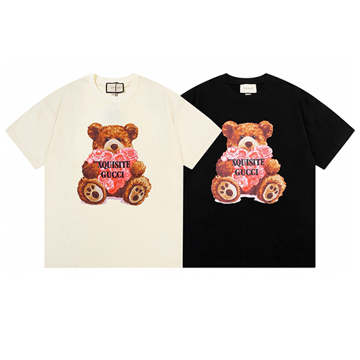 グッチ プリントされたヒグマのアルファベット半袖Tシャツ