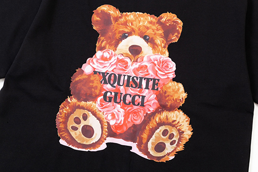 グッチ プリントされたヒグマのアルファベット半袖Tシャツ