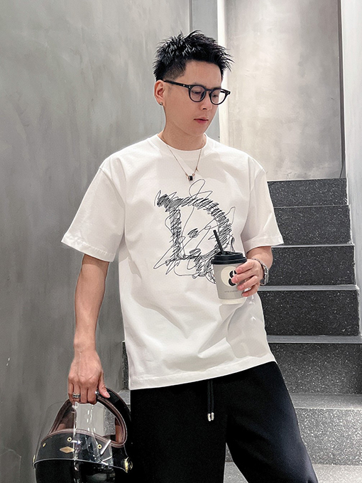 ディオール パロディライン刺繍アルファベットロゴ半袖Tシャツ