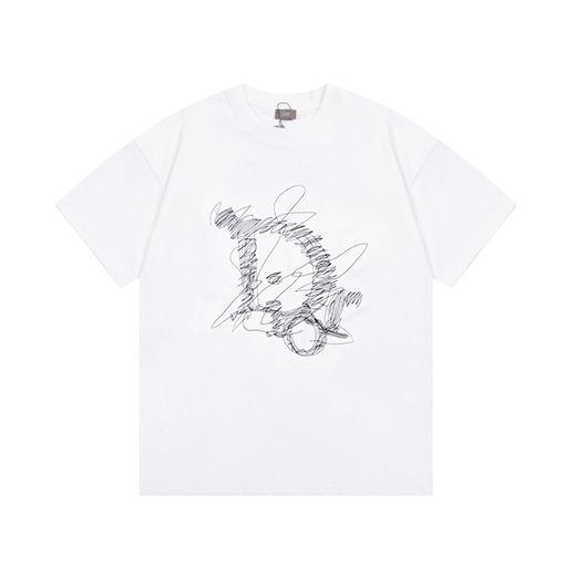 ディオール パロディライン刺繍アルファベットロゴ半袖Tシャツ