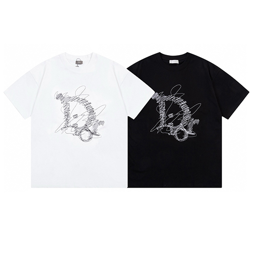 ディオール パロディライン刺繍アルファベットロゴ半袖Tシャツ