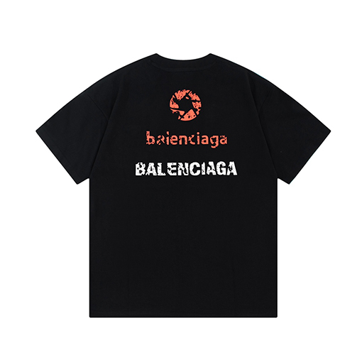 バレンシアガ 壊れたロック文字ロゴ半袖Tシャツ