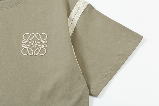 ロエベ  立体パッチワーク 刺繍ロゴ 男女兼用 半袖Tシャツ
