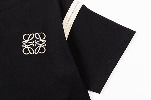 ロエベ  立体パッチワーク 刺繍ロゴ 男女兼用 半袖Tシャツ