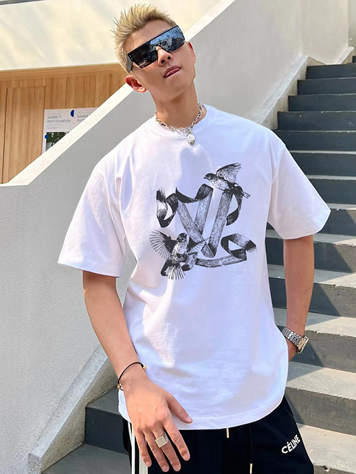 ルイヴィトン 新作プリントラウンドネック半袖Tシャツ