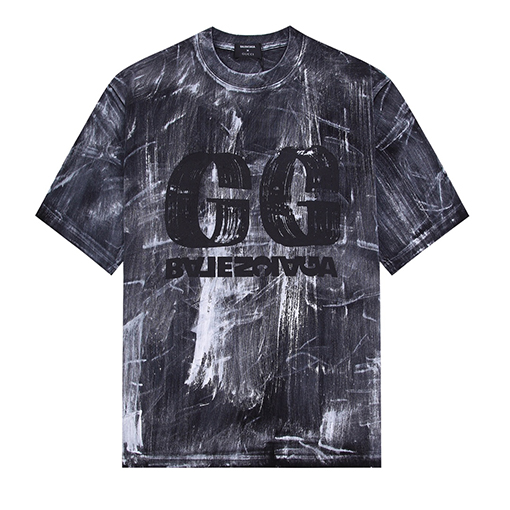 Gucci x Balenciaga コラボ胸に大きなロゴ手描きプリントTシャツ