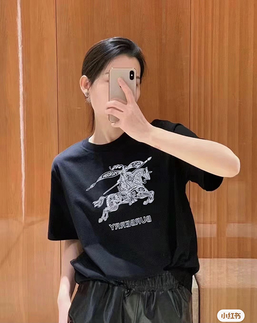 バーバリー 刺繍ラウンドネック半袖Tシャツ