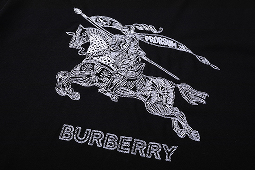 バーバリー 刺繍ラウンドネック半袖Tシャツ