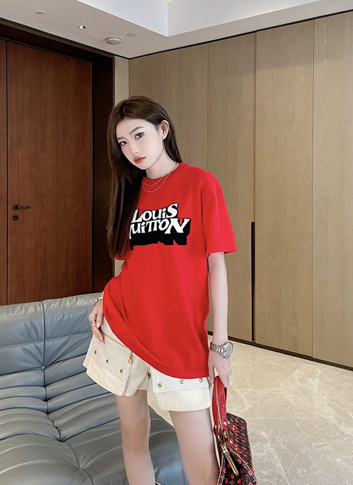 ルイヴィトン 春夏新作ロゴジャカード文字ニット半袖Tシャツ