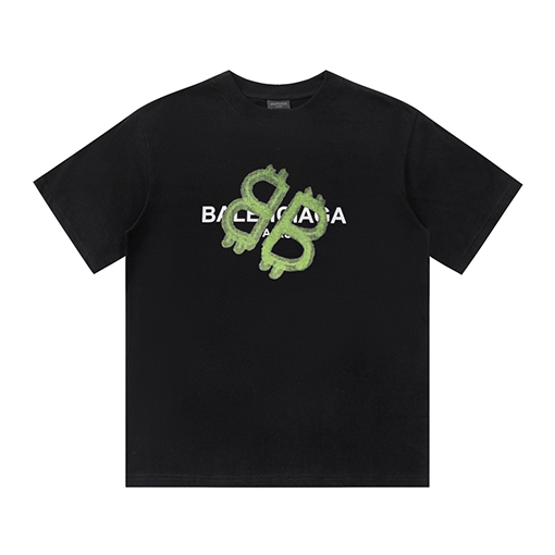 バレンシアガ プリントラウンドネック半袖Tシャツ