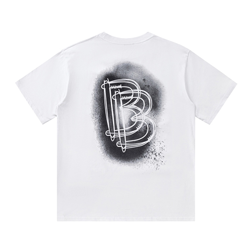 バレンシアガ osドロップショルダーゆったりプリント半袖Tシャツ