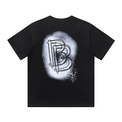 バレンシアガ osドロップショルダーゆったりプリント半袖Tシャツ