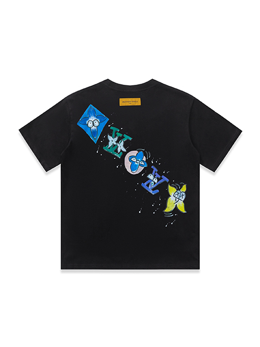 ルイヴィトン 新しい手描きの落書き半袖Tシャツ