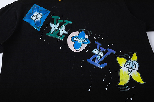 ルイヴィトン 新しい手描きの落書き半袖Tシャツ