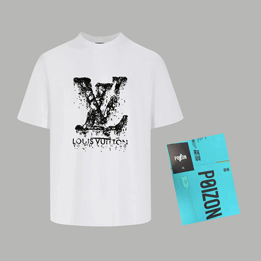 ルイヴィトン 新作ファッションプリントラウンドネック半袖Tシャツ