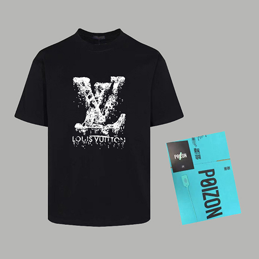 ルイヴィトン 新作ファッションプリントラウンドネック半袖Tシャツ