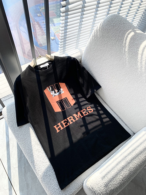 エルメス 24新商品 プリント 半袖Tシャツ