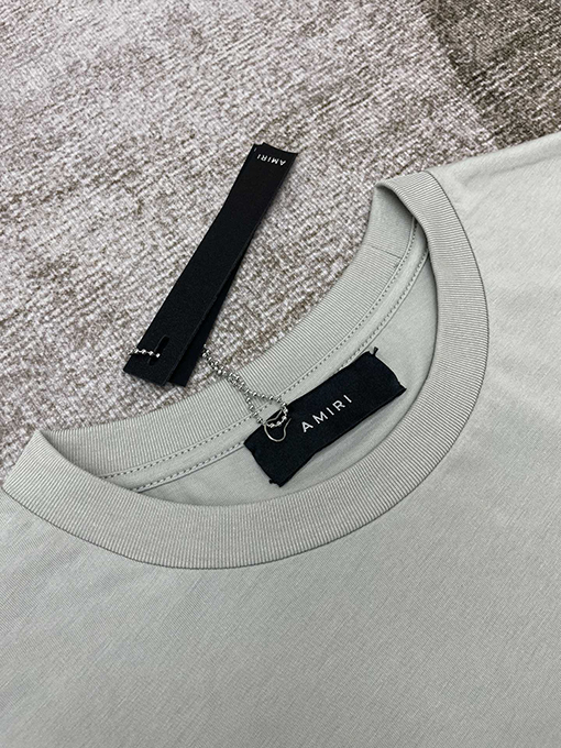 アミリ コットン通気性プリント半袖Tシャツ