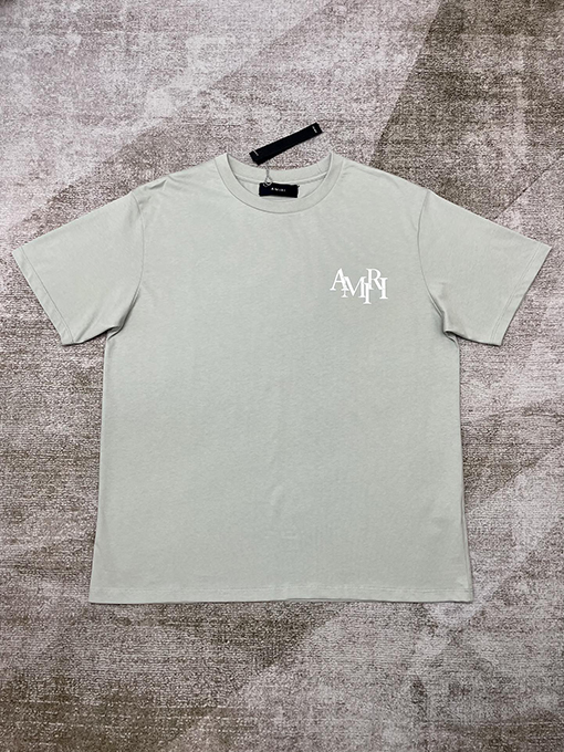 アミリ コットン通気性プリント半袖Tシャツ
