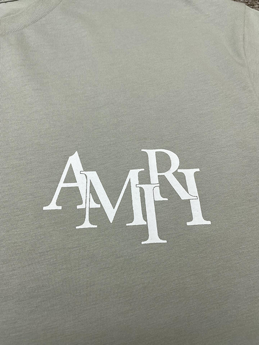 アミリ コットン通気性プリント半袖Tシャツ