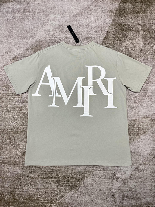 アミリ コットン通気性プリント半袖Tシャツ