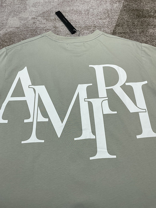 アミリ コットン通気性プリント半袖Tシャツ