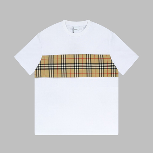 バーバリー 新しい胸元のチェック柄半袖Tシャツ