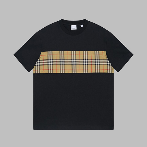 バーバリー 新しい胸元のチェック柄半袖Tシャツ