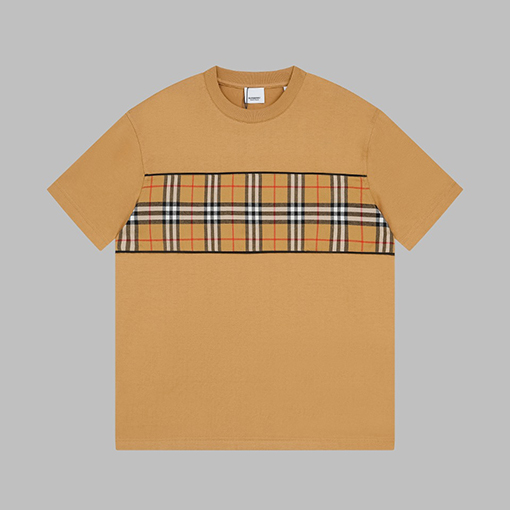 バーバリー 新しい胸元のチェック柄半袖Tシャツ