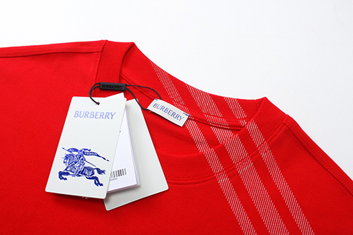 バーバリー 年賀シリーズチェック柄袖コットン半袖Tシャツ
