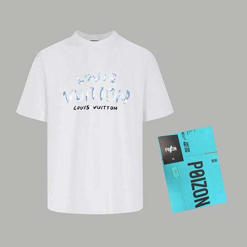 ルイヴィトン 個性なプリントラウンドネック半袖Tシャツ