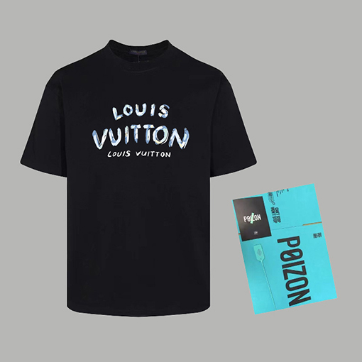 ルイヴィトン 個性なプリントラウンドネック半袖Tシャツ