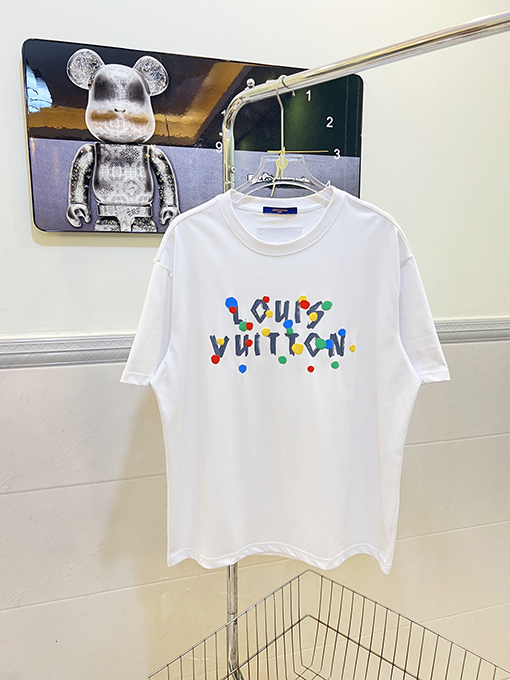 ルイヴィトン カラフルなドットフォーム文字プリント半袖Tシャツ