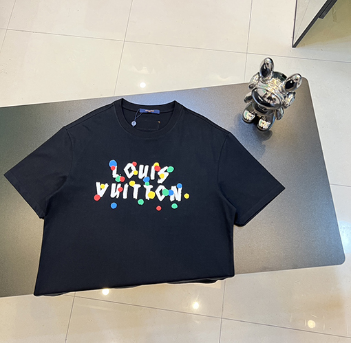 ルイヴィトン カラフルなドットフォーム文字プリント半袖Tシャツ
