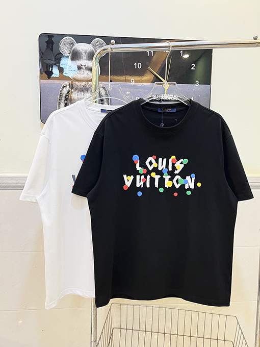 ルイヴィトン カラフルなドットフォーム文字プリント半袖Tシャツ