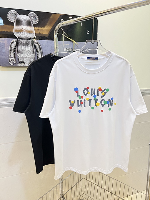 ルイヴィトン カラフルなドットフォーム文字プリント半袖Tシャツ