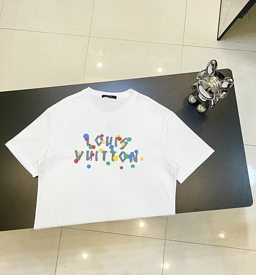 ルイヴィトン カラフルなドットフォーム文字プリント半袖Tシャツ