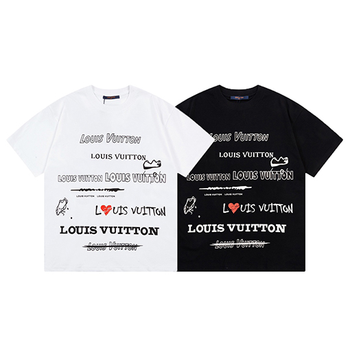 ルイヴィトン デジタルプリント愛の文字ロゴ半袖tシャツ