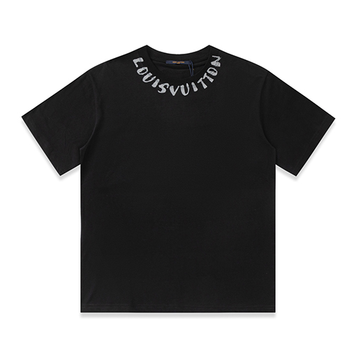 ルイヴィトン オフセット印刷された新しいラウンドネック半袖Tシャツ